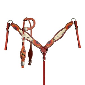 Western Tack <b>Set</b> Headstall Breast Collar Genuine Leather Lightweight <b>Beaded</b> Seasonal Horse Ridding Equipment - Product Image 3