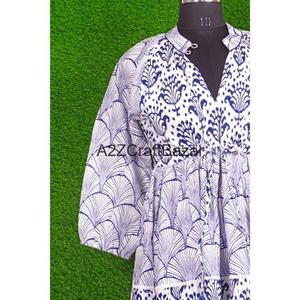 Personnalisé grande taille lin robe mi-longue Patchwork été coton robe col en v tuniques amples moderne Satin tissu décontracté col en v robes - Product Image 2