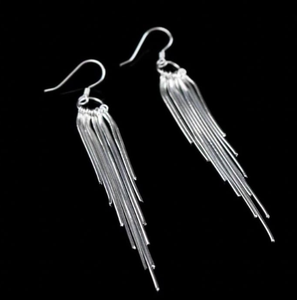 Tassel Earringsgs ,Sterling <b>Silver</b> <b>Long</b> <b>Earrings</b>, Statement <b>Earrings</b> - Product Image 2