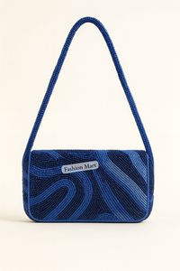 Sac à main en perles bleues de créateur Sac à main fait main avec broderie complexe de perles - Product Image 2