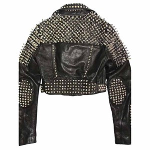Men's Reversible Black <b>Punk</b> Leather <b>Jacket</b> Genuine Zippered Closure Biker Style Studded Cowhide Leather <b>Jacket</b> - Product Image 3