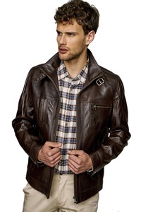 Veste en cuir personnalisée de haute qualité pour hommes Vêtements d'hiver Nouveau style Veste en cuir véritable pour hommes - Product Image 5
