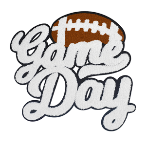 Nouvelle conception de patchs en tissu sergé brodé avec des lettres en chenille scintillantes, à repasser, patchs en chenille de football américain pour vêtements - Product Image 1