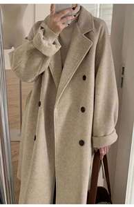 Femmes nouvelle mode automne hiver laine Double boutonnage à manches longues pardessus décontracté grande taille Trench Coat avec ceinture - Product Image 3