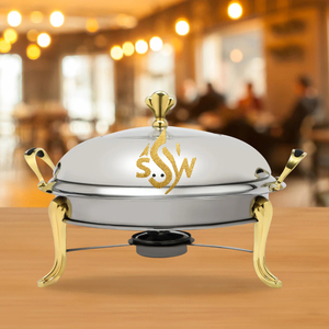 Plato de frotamiento de acero inoxidable para alimentos usados de lujo, plato de frotamiento con acabado dorado PVD, calentador para servir alimentos para restaurante de 8L DE LA India - Product Image 6