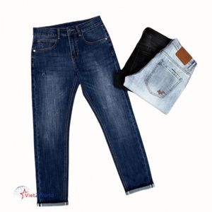 กางเกงยีนส์ขาบานสำหรับผู้ชายกางเกงเอวต่ำแบบคลาสสิกกางเกงขากว้างสไตล์ลำลองสีฟ้าสำหรับผู้ชายโลโก้แบบกำหนดเอง - Product Image 4