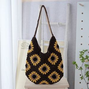 Nuevo Bolso de Cuerda de Algodón Tejido para Mujer, Bolso Bandolera con Diseño de Margaritas, Bolso de Playa Estilo Mori - Product Image 5