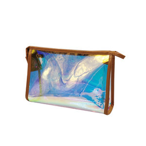 โลโก้ที่กำหนดเองโฮโลแกรมกระเป๋าเครื่องสำอางแบบพกพาถุงพีวีซีกันน้ำ OEM ขนาดกระเป๋าซิปเครื่องสำอางสำหรับผู้หญิง - Product Image 3