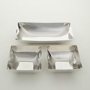 Bol de service à fruits secs en métal à l'aspect élégant Bol de service à chocolats nickelé brillant Ensemble de 3 pièces en acier inoxydable à vendre - Product Image 1