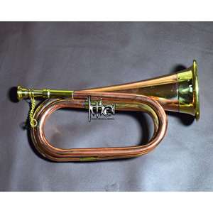 Bugle en cuivre et laiton de l'époque de la guerre civile, laqué or, Flugelhorn - Product Image 2