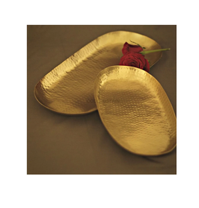 Plateau de service en laiton pour la maison hôtel et restaurant couleur dorée dernière conception plateaux de service en laiton fournitures d'hôtel de forme ovale - Product Image 1