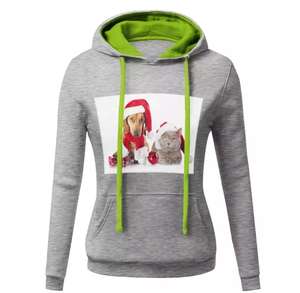 Sweat à capuche de sport pour femme, imprimé, 100 % coton, col rond, décontracté, en molleton, séchage rapide, écologique, anti-boulochage, tricoté, 240g - Product Image 4