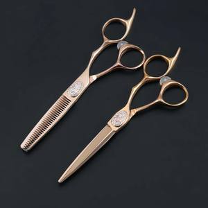 Tijeras de peluquería profesionales de 6 pulgadas, hoja recta de acero inoxidable con punta afilada, tijeras de belleza con mango de acero - Product Image 1