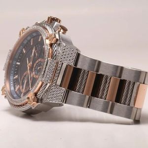 Reloj clásico de diamantes de mosaico de oro helado de excelente calidad en acero inoxidable para hombre disponible a precio de fábrica - Product Image 4