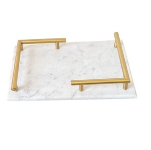 Lujo Premium único nuevo diseño gran oferta nueva llegada bandeja de servicio de mármol con mango de Metal para decoración de mesa uso de cocina - Product Image 2
