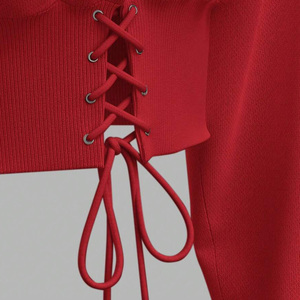 Cómoda Sudadera con capucha recortada para mujer con bordado de impresión de logotipo personalizado OEM ODM ropa informal personalizada proveedor directo de fábrica - Product Image 2