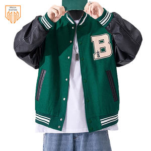 Unisex Vintage Varsity College sudadera chaqueta de hombre Stand Collar béisbol Streetwear con parche de logotipo frontal - Product Image 5