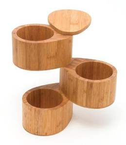 Producto de madera de 3 niveles hecho a mano respetuoso con el medio ambiente azúcar y sal tazón cocina hoteles decorativo nuevo estilo hogar contenedor de azúcar - Product Image 1