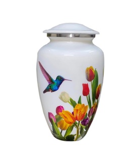 Urna de cremación de colibrí Blanco | Urna de colibrí hecha a mano para cenizas humanas Mujer adulta grande (urna de colibrí blanco para adultos) - Product Image 1