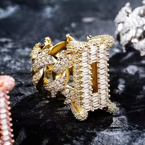 Anillo de diamantes de diseñador para hombre en oro blanco rosa amarillo de 10/14/18K forma única con corte de claridad VS cultivado en laboratorio estilo Hip Hop único - Product Image 2