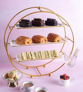 Modern Classic Gold Metal 3-Tiered Dessert Stand Single Pack for <b>Home</b> <b>Storage</b> & Food <b>Organization</b> - Product Image 2