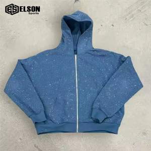 Nouvel arrivage de sweatshirts courts en éponge française avec logo personnalisé, poids lourd de 450 g/m², sweat à capuche unisexe imprimé avec fermeture éclair - Product Image 4