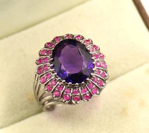 Bague fine en argent sterling 925 Style bohème pierres de rubis améthyste naturelles plaquées rhodium pour les occasions d'anniversaire religieux - Product Image 2