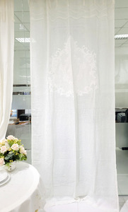 Quang Thanh bordado estilo moderno cortina de tela de lino blanco mejor calidad para el hogar Hotel Resort técnicas tejidas - Product Image 4