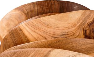 Tazón para Servir de Madera Ecológico Hecho a Mano con Acabado Rústico Natural Marrón, Apto para Lavavajillas y No Tóxico para Decoración del Hogar y Fiestas - Product Image 6