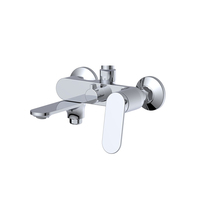 Système de douche mural moderne 3 fonctions en laiton chromé avec douchette de pluie, bec de baignoire orientable et douchette à main