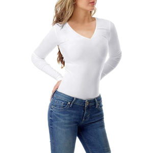 Camiseta de Verano Casual con Cuello en V para Mujer, Transpirable, con Estampado Personalizado, Ecológica, Teñida a Medida, de Manga Larga - Product Image 5