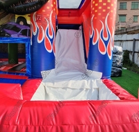 Château gonflable de course automobile avec toboggan et piscine, trampoline ventilé, jouets interactifs pour tout-petits