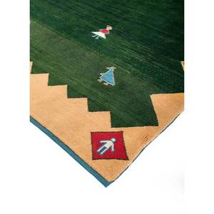 Tapis en laine noués à la main Nuray Boho vert Pae-1593 pour l'entrée, le salon, la chambre à coucher, motifs abstraits rectangulaires originaux - Product Image 2