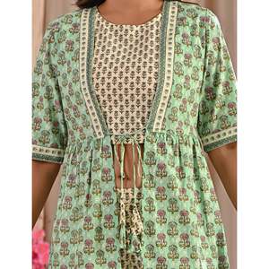 ชุดเซ็ตผ้าฝ้ายพิมพ์ลาย Pista 2 ชิ้น ไซส์ XS เสื้อแขนครึ่งตัวแต่งเชือกผูกและกางเกงขาสั้นสำหรับชุดฤดูร้อน - Product Image 2