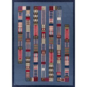 พรมลายเรขาคณิตสีน้ำเงิน ผ้าฝ้ายออร์แกนิก ขนาด 9x12 ฟุต ทอแบบเรียบ สำหรับบ้าน ห้องนั่งเล่น ห้องโถง รุ่น Adwl-13256 - Product Image 1