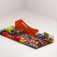 Parc d'aventure intérieur commercial personnalisé avec trampolines, équipement de fitness ludique, parcours d'obstacles et piscine à balles