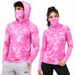 Camisa de Pesca con Capucha de Manga Larga Personalizada, Ligera, Transpirable y de Alto Rendimiento para Hombre y Mujer, Camisa Rosa con Estampado de Camuflaje - Product Image 1