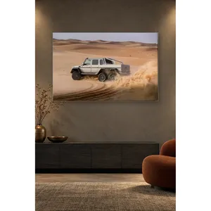 Impression sur toile Fida Mercedes G 6x6 agitant la poussière sur les dunes du désert - Product Image 4
