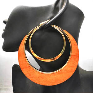 ต่างหูห่วงไม้สไตล์วินเทจโบโฮ ลายเรขาคณิต ประดับมุกโรเดียมโกลด์  ตกแต่งด้วยทองแดงและทองเหลืองสุดอินเทรนด์ - Product Image 6