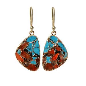 Oyster Cuivre Turquoise Boho À La Mode Plaqué Or Crochet Style Boucles D'oreilles Filles Fantaisie Forme Earjewelry pour Cadeaux - Product Image 1