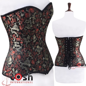 ชุดรัดตัวลายมังกรดำและแดงแบบโอเวอร์บัสก์พร้อมสายรัดด้านหน้าและด้านหลัง | ชุดรัดตัวแบบกำหนดเอง - Product Image 3