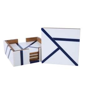 Mix Design Enamel Print Handmade Wood Tea Coffee <b>Wine</b> <b>Glass</b> Mats Pads Homeware Tableware Dinnerware Coaster Set With <b>holder</b> - Product Image 1