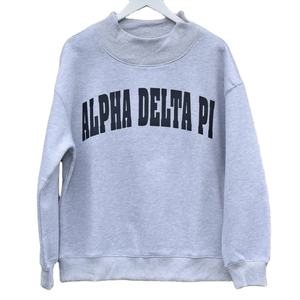 Sudadera universitaria bordada con relleno personalizado, sudadera personalizada con letras griegas y cuello alto, Sudadera con cuello falso Alpha Delta - Product Image 1
