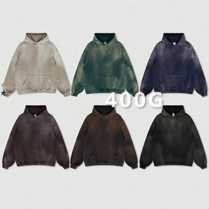 เสื้อมีฮู้ดสไตล์วินเทจสำหรับผู้ชายเสื้อมีฮู้ดผ้าคอตตอนฟอกสีแบบกรดแบบวินเทจ - Product Image 2