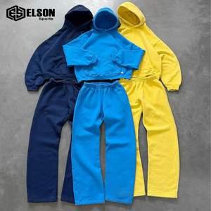100% coton tissu respirant hiver pour hommes sweat à capuche imprimé survêtement ensembles lavage à l'acide survêtements par Elson Sports - Product Image 5