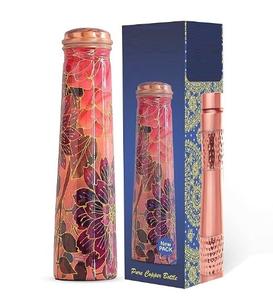 Bouteilles en cuivre avec couvercle élégantes, durables et favorisent une meilleure digestion et des bouteilles en cuivre 99.99% imprimées de désintoxication - Product Image 5