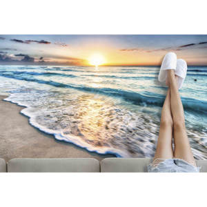 Alfombra con Vista al Océano al Atardecer: Alfombra Decorativa Costera Antideslizante, Alfombra Suave No Tejida - Product Image 2