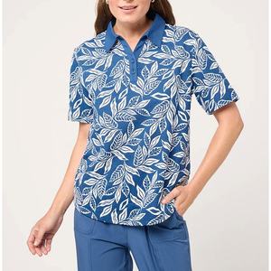 Camiseta Polo con Estampado Floral para Mujer, Camiseta Deportiva Casual de Manga Corta con Estampado de Hojas, Transpirable, de Algodón, para Verano, para Golf, Tenis - Product Image 4