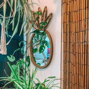 Diseño único en forma de piña espejo de pared de ratán decoración de la habitación de los niños espejo decorativo de lujo para el hogar - Product Image 6