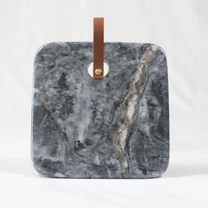 Planche à découper en bois et marbre de haute qualité avec poignée en cuir pour couper le fromage - Product Image 1